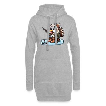 Eisfischen Thanksgiving Truthahn - Hoodie-Kleid - Grau meliert - Vorne
