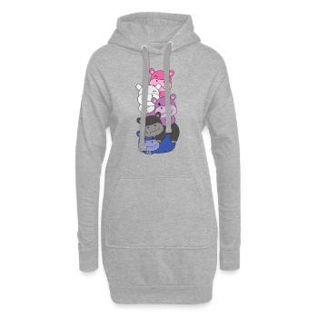Genderfluid Flag Pride LGBTQ süße Hippo - Hoodie-Kleid - Grau meliert - Vorne