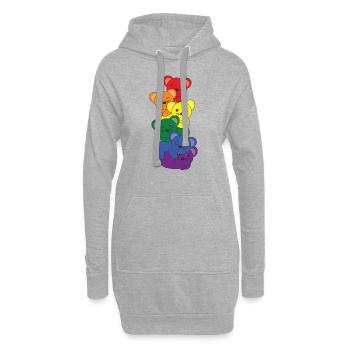 Regenbogen Flag Pride LGBTQ süßer Maus Stapel - Hoodie-Kleid - Grau meliert - Vorne