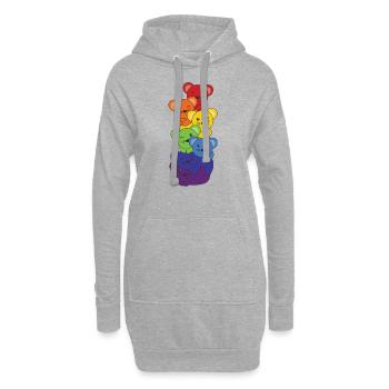 Regenbogen Flag Pride LGBTQ süßer Maus Stapel - Hoodie-Kleid - Grau meliert - Vorne