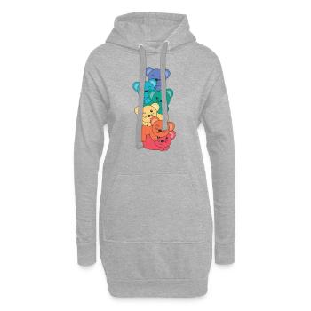 Regenbogen Flag Pride LGBTQ süßer Maus Stapel - Hoodie-Kleid - Grau meliert - Vorne