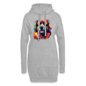 Aquarelle colorée Leonberg - Sweat-shirt à capuche long Femme - gris chiné - Devant