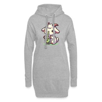 Kawaii chèvre bubble tea Boba chèvre - Sweat-shirt à capuche long Femme - gris chiné - Devant
