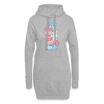 Transgender Flag Pride LGBTQ süßer Hippo Stapel - Hoodie-Kleid - Grau meliert - Vorne