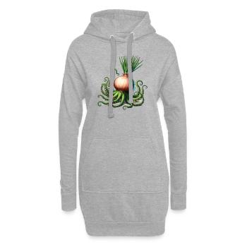 Zwibel Oktopus lustiges Tier aus Gemüse - Hoodie-Kleid - Grau meliert - Vorne