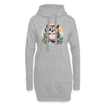 Kawaii Eulen Bubble Tea Boba Eule - Hoodie-Kleid - Grau meliert - Vorne