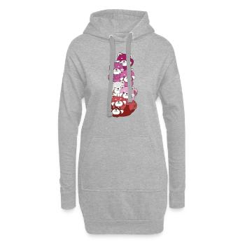 Lipstick Lesbische Pride LGBTQ süßer Roter Panda - Hoodie-Kleid - Grau meliert - Vorne