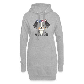 4. Juli amerikanischer Australian Shepherd USA - Hoodie-Kleid - Grau meliert - Vorne