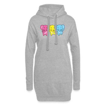 Pansexuel Drapeau Fierté LGBTQ Éléphant mignon - Sweat-shirt à capuche long Femme - gris chiné - Devant