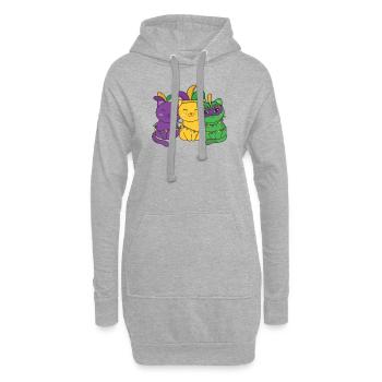 Déguisement de carnaval de chat de Mardi Gras - Sweat-shirt à capuche long Femme - gris chiné - Devant