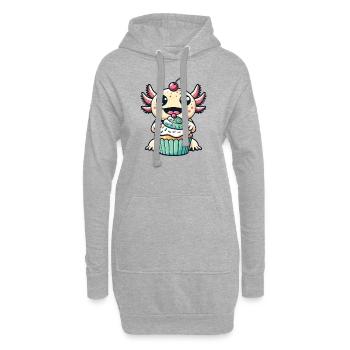Muffin Anniversaire Cupcake Axolotl - Sweat-shirt à capuche long Femme - gris chiné - Devant