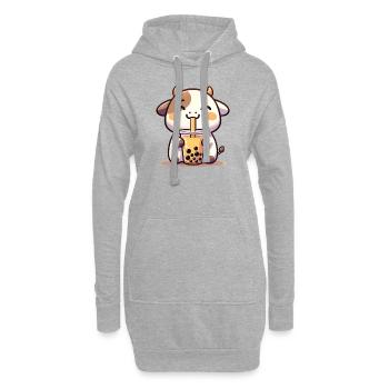 Vaches Kawaii Bubble Tea Boba Vache - Sweat-shirt à capuche long Femme - gris chiné - Devant