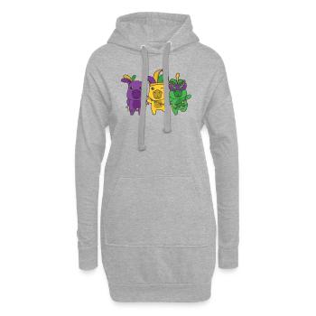 Mardi Gras Capybara Faschings Kostüm - Hoodie-Kleid - Grau meliert - Vorne