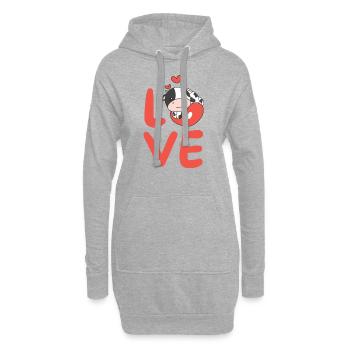 Vache Saint-Valentin Animaux mignons Coeurs Amour - Sweat-shirt à capuche long Femme - gris chiné - Devant