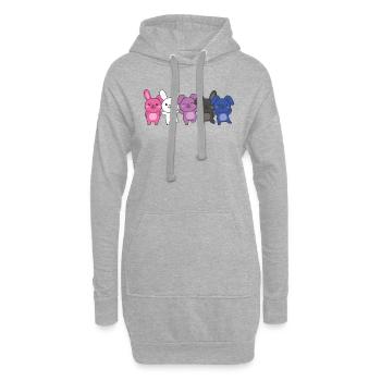 Genderfluid Flag Pride LGBTQ Lapin mignon Bunny Bunch - Sweat-shirt à capuche long Femme - gris chiné - Devant