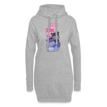 Omnisexuell Flag Pride LGBTQ süßer Hippo Stapel - Hoodie-Kleid - Grau meliert - Vorne