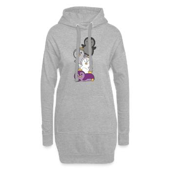 Asexual Flag Pride LGBTQ Cute Penguin Bunch - Hoodie Dress - heather grey - Front