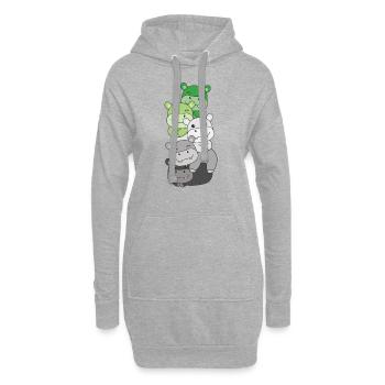 Aromance drapeau fierté LGBTQ mignon hippopotame pile - Sweat-shirt à capuche long Femme - gris chiné - Devant