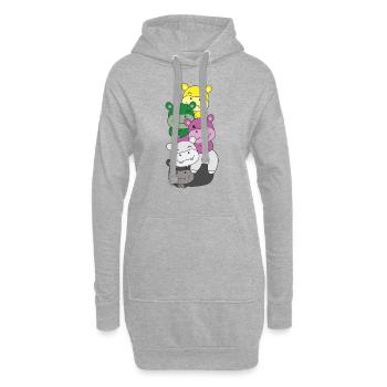 Drapeau Métis Fierté LGBTQ Hippopotame mignon - Sweat-shirt à capuche long Femme - gris chiné - Devant