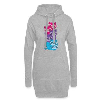 androgyn Flag Pride LGBTQ süße Waschbär - Hoodie-Kleid - Grau meliert - Vorne