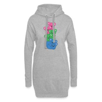 Polysexuell Flag Pride LGBTQ süße Maus - Hoodie-Kleid - Grau meliert - Vorne