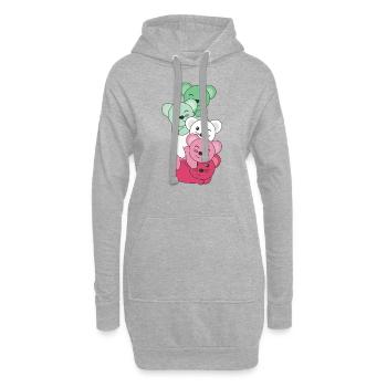 abrosexuell Flag Pride LGBTQ süße Maus - Hoodie-Kleid - Grau meliert - Vorne