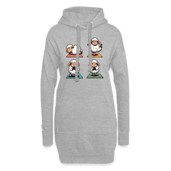 Sheep Yoga süße Schafe machen Sport - Hoodie-Kleid - Grau meliert - Vorne