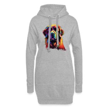 Léonberg coloré aquarelle - Sweat-shirt à capuche long Femme - gris chiné - Devant