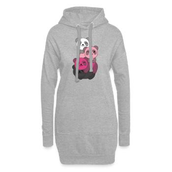 transfem Flag Pride LGBTQ süße Panda - Hoodie-Kleid - Grau meliert - Vorne