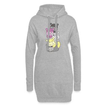 Perigirl Flag Pride LGBTQ süßer Hippo Stapel - Hoodie-Kleid - Grau meliert - Vorne