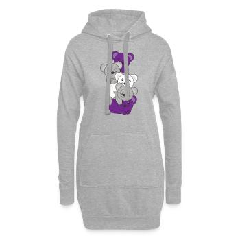 graysexuell Flag Pride LGBTQ süße Maus - Hoodie-Kleid - Grau meliert - Vorne