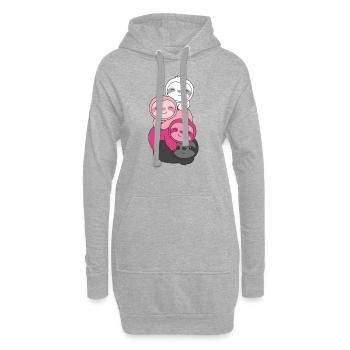 transfem Flag Pride LGBTQ süße Faultier - Hoodie-Kleid - Grau meliert - Vorne