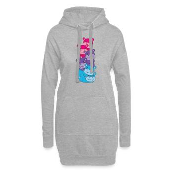 androgyn Flag Pride LGBTQ süße Hippo - Hoodie-Kleid - Grau meliert - Vorne