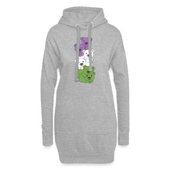 Genderqueer Drapeau Fierté LGBTQ Ours mignon - Sweat-shirt à capuche long Femme - gris chiné - Devant