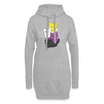Nonbinary Flag Non Binary Pride LGBTQ süße Katze - Hoodie-Kleid - Grau meliert - Vorne