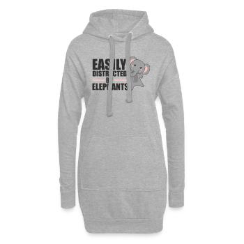 Facilement distrait par les éléphants - éléphant mignon - Sweat-shirt à capuche long Femme - gris chiné - Devant