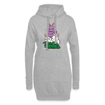 Lapins Genderqueer Drapeau Mois de la fierté Lapin mignon - Sweat-shirt à capuche long Femme - gris chiné - Devant