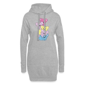 aporagender Flag Pride LGBTQ süße Maus - Hoodie-Kleid - Grau meliert - Vorne