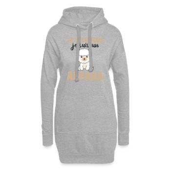 Je m'en fous je suis un alpaga - süßes Alpaka - Hoodie-Kleid - Grau meliert - Vorne