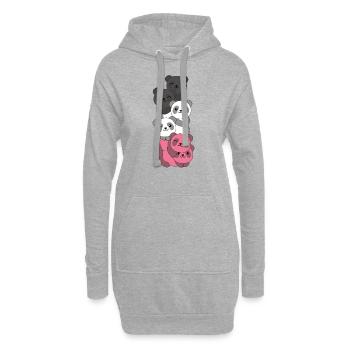 Femaric Flag Pride LGBTQ süße Panda - Hoodie-Kleid - Grau meliert - Vorne