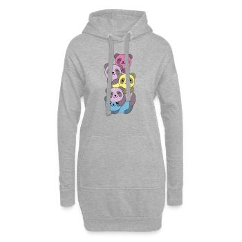aporagender Flag Pride LGBTQ süße Panda - Hoodie-Kleid - Grau meliert - Vorne