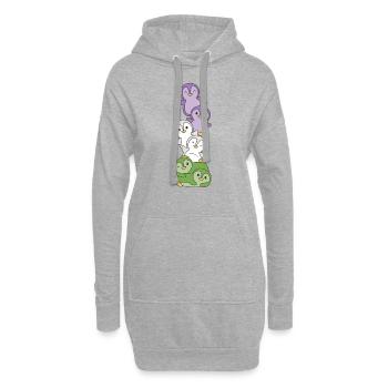 Genderqueer Drapeau Pride LGBTQ Pingouin mignon - Sweat-shirt à capuche long Femme - gris chiné - Devant
