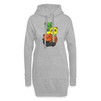 aromantic Flagge Pride LGBTQ süßer Panda Haufen - Hoodie-Kleid - Grau meliert - Vorne