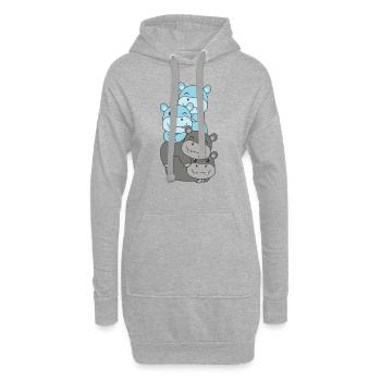 Autosexuel Drapeau Fierté LGBTQ Hippopotame mignon - Sweat-shirt à capuche long Femme - gris chiné - Devant