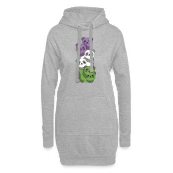 Genderqueer Drapeau Pride LGBTQ Panda mignon - Sweat-shirt à capuche long Femme - gris chiné - Devant