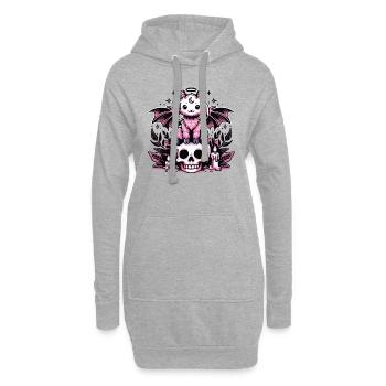 Kawaii Pastel Goth Mignon Effrayant Chèvre Chauve-Souris - Sweat-shirt à capuche long Femme - gris chiné - Devant