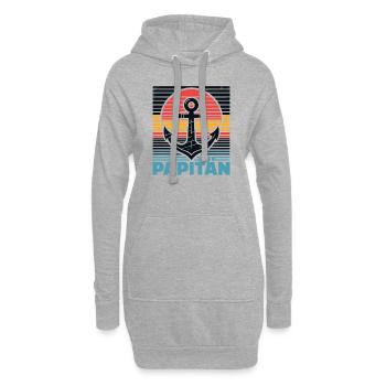 Papitän Vatertag bester Papa Anker - Hoodie-Kleid - Grau meliert - Vorne