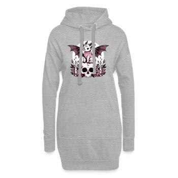 Kawaii Pastel Goth Mignon Effrayant Chèvre Chauve-souris - Sweat-shirt à capuche long Femme - gris chiné - Devant