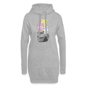 queerplatonic drapeau fierté lgbtq hippopotame mignon - Sweat-shirt à capuche long Femme - gris chiné - Devant