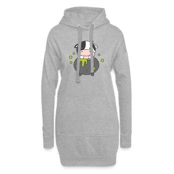 Vache Happy Halloween chaudron chauve-souris - Sweat-shirt à capuche long Femme - gris chiné - Devant